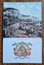 The Parade, Dover Vintage Postcard – Cliff View & Town Crest,