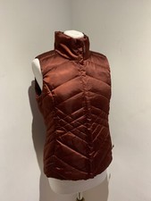 The North Face quilted gilet bodywarmer S VGC satin brown rust down fill fitted