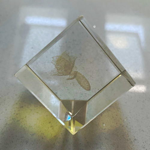 Clear glass cube paperweight - glass,