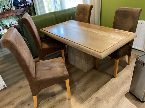 Travertine dining table and - dining,