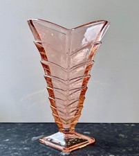Large Art Deco Pink Glass Vase