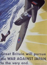 War Against Japan, Winston Churchill Quote, Vintage Postcard