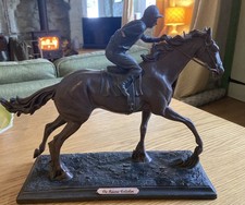 The Juliana Collec horse and jockey bronze effect 25cm x 27cm (DAMAGED)