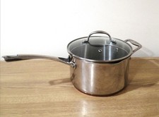 Marks & Spencer Large 3 Litre Solid Stainless Steel Sauce Pan With Glass Lid