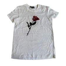 Markus Lupfer Women’s T Shirt With Rose Design In Front Beading Detail Size S