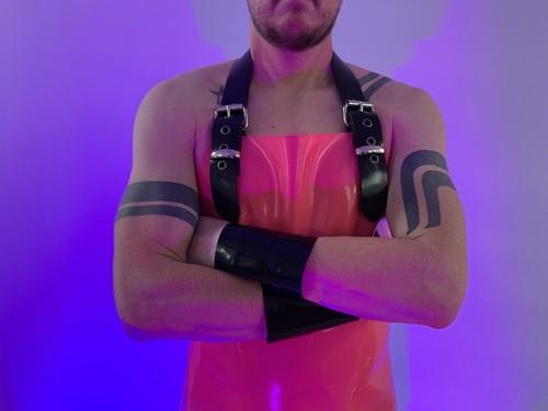 Pink rubber apron - apron,,