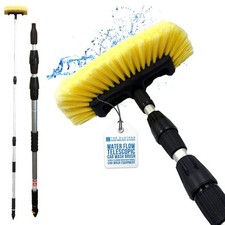 Water Fed Car Wash Brush Soft Bristle Telescopic Long Handle Hose Washer