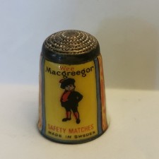 Vintage Sterling Silver Enameled Thimble Advertising Macgreegor Safety Matches
