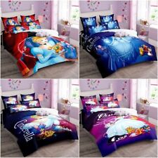 3D Cinderella Princess Quilt Duvet Cover Pillowcase Single Double  Bedding Set
