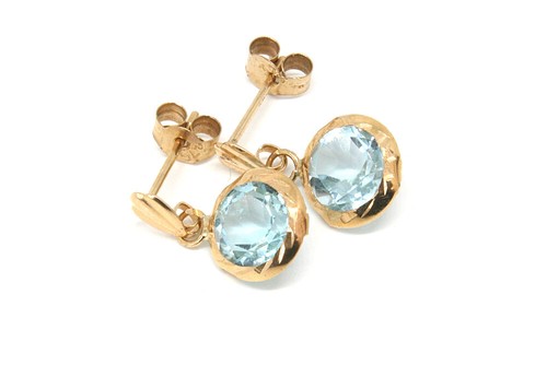 9ct gold blue - topaz, earrings