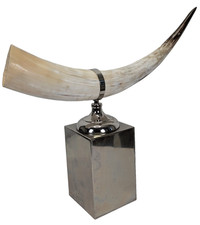 Large Domestic Cattle Cow Horn Bovine Longhorn Sculpture Drinking Horn 21in Long