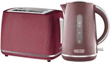 Daewoo Cascade 1.7L  Jug Kettle and 2 Slice Toaster Ruby Ribbed Texture Design