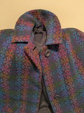 Vintage 60s/70s Women's Welsh Tweed Cosy Cape Coat Lined Pockets VGC Size M