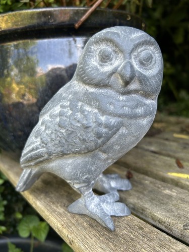Grey cast iron owl - cast,