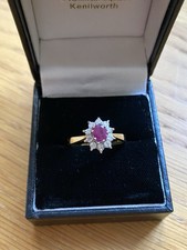 18ct Gold Ruby & Diamond Cluster Ring Size N