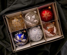 Hand painted glass baubles - painted, 6