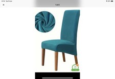 6 Lovely Teal Coloured Stretch Dining room Chair Covers .