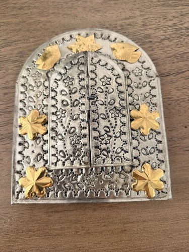 Mexican tin mirror with hinged - mexican,