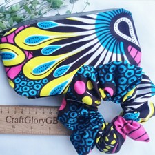 Make Up Purse With Matching Scrunchie, Scrunchy Gift Set, Quality Handmade UK
