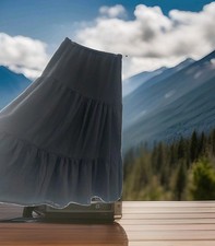 Vintage Maxi Skirt Size 12 14 Black Victorian Layered Gypsy Boho Work Xmas Party