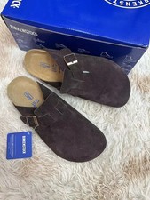 NEW Birkenstock Boston Mocha Synthetic Suede Casual Sandals, Regular