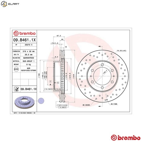 Brake disc b461 1x for - 2x,