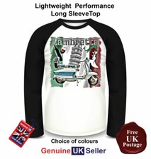 Lambretta Scooter T Shirt, Lambretta Italian Flag Long Sleeve Top, Baseball Top,