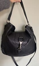 Massimo Dutti Leather Bag Handbag New Thick Soft Flap Over Black Hobo Medium