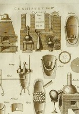 1783 ANTIQUE PRINT CHEMISTRY FURNACE VARIOUS APPARATUS EQUIPMENT TOWER ATHANOR