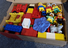 Box Of Duplo. Mixed Bricks,  Cars & People.  Pre Owned.