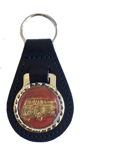 Black leather keyring - leather, keyring/