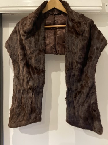 Brown real fur stole - fur,