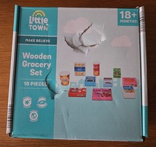 Little Town wooden grocery set pretend food