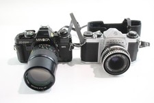 SLR Vintage Film Cameras Inc Pentax Spotmatic & Minolta X-700 Both w/ Lenses x 2