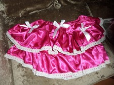 ADULT SISSY DEEP  PINK FRILLY TIERED TUTU SKIRT 30-45" WAIST 15" LONG  LACE TRIM