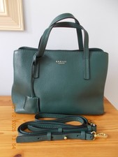 BNWOT Radley Forest Green Leather 3 Compartment Handbag with Dustbag