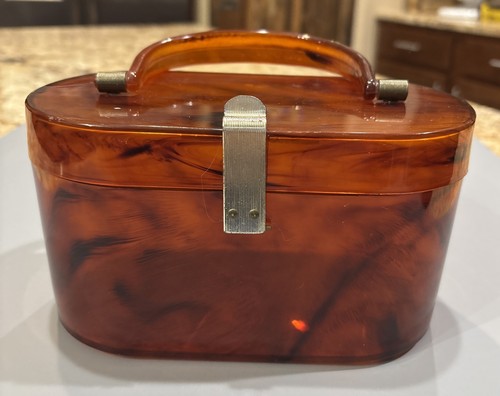 Lucite purse faux tortoise - lucite,