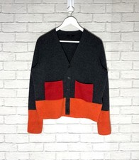 COS colour block alpaca cardigan front Pockets V Neck Button Up Size M