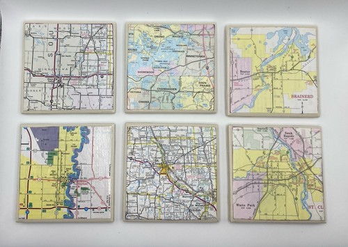 Vintage road map - map, ceramic