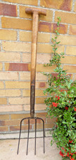 Vintage MANURE Fork, Pitch hay - MUCK Fork, wooden T handle.
