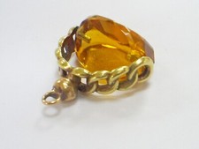 ANTIQUE EDWARDIAN GOLD FILLED CITRINE SPINNER  WATCH FOB PENDANT