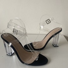 NEW Pretty little things Invisible Straps  Clear Heeled Shoes Size 8