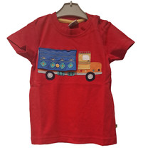 Ex Frugi T-Shirt Top Girls Boys Red lift the flap Truck 2-5 Years New