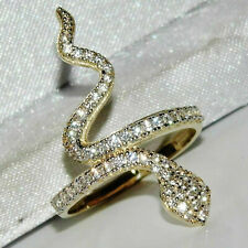 1.50CT Round Cut Diamond Men's/Women's Snake Ring In 14K Yellow Gold Finish