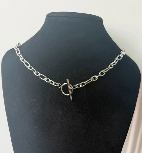 Silver toggle clasp chain - silver,