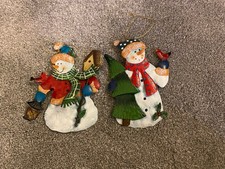VGC TIN SNOWMAN HANGING TREE DECORATION X 2