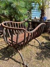 Unique bespoke design hand forged large fire basket