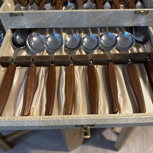 Vtg canteen cutlery wooden - of, cutlery/wooden