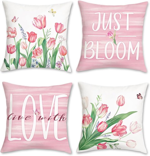 Bonhause pink floral cushion - bonhause,