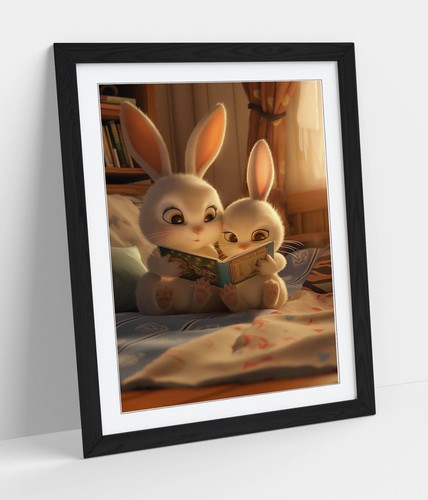 Cute rabbits reading book - reading,